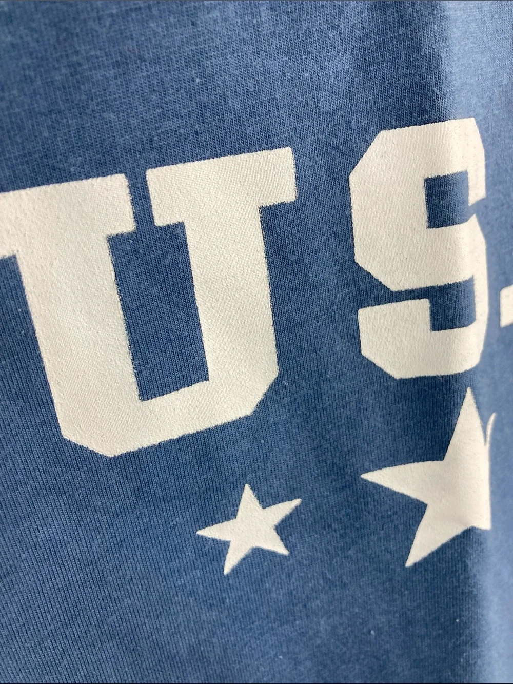 ROMWE Blue Crewneck Cropped Tee with USA on front, Size 6 Medium, Patriotic